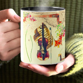 Boho Violin-Blume arbeiten mit Bejahung zusammen Tasse