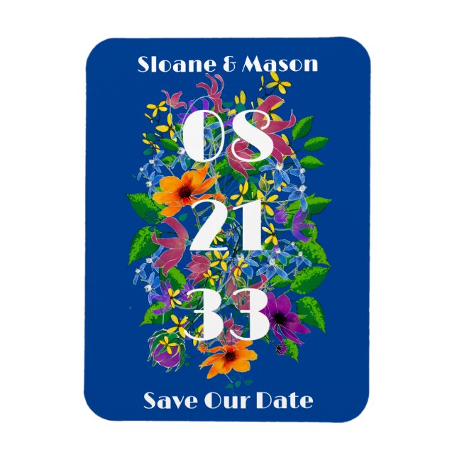 Boho Vivid Sommer Floral Save the Date Magnet (Vertikal)