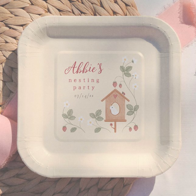 Boho-Vögel-Beeren-Nesting-Party-Mädchen-Baby-Party Pappteller (Von Creator hochgeladen)