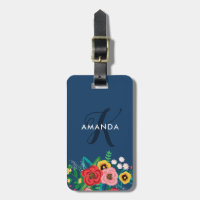 Boho VolksBlumen - tiefes blaues Monogramm