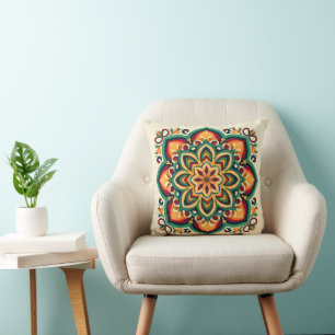 Boho-Volkskunst-Blume Kissen