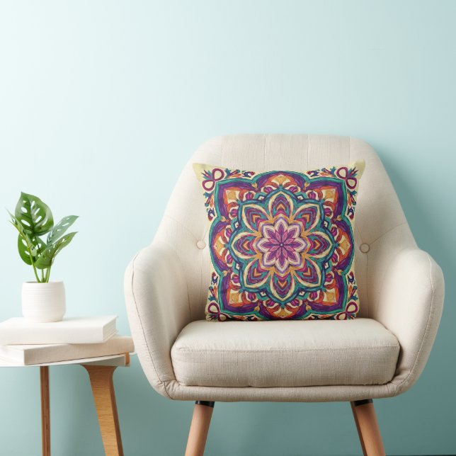 Boho-Volkskunst-Blume Kissen (Stuhl )