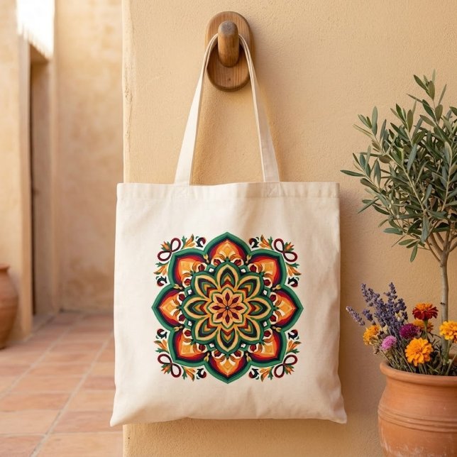 Boho-Volkskunst-Blume Tragetasche (Von Creator hochgeladen)