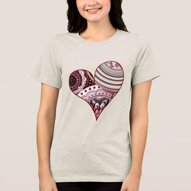 Boho-Volkskunst-Blume Tri-Blend Shirt (Vorderseite)