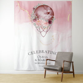 BOHO Vollmond Dusty Rose Wasserfarbe Wandteppich