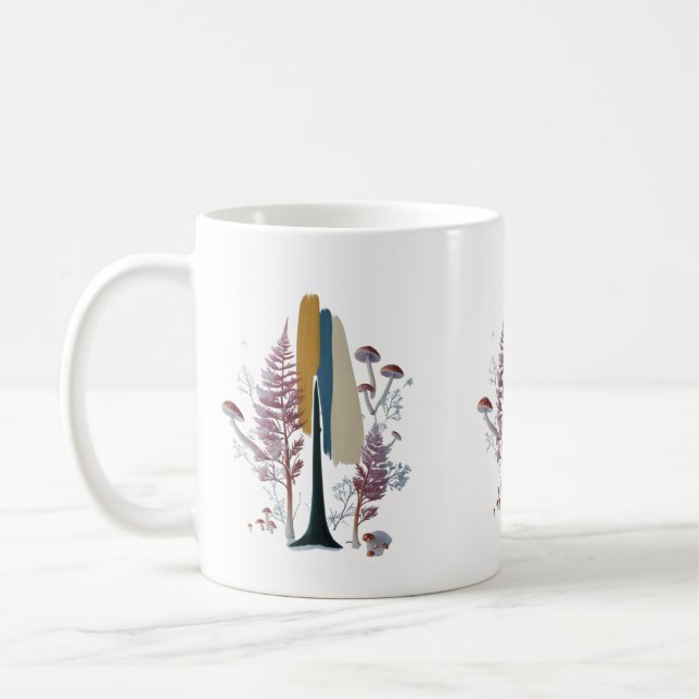 Boho-Wald-Abstrakt-Pinselstrich-Klassischer Becher Kaffeetasse (Links)