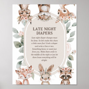 Boho-Wald-Baby-Party 'Späte Nachtwindel' Poster