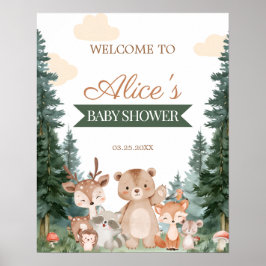 Boho-Wald-Babyshower-Willkommensschild Poster