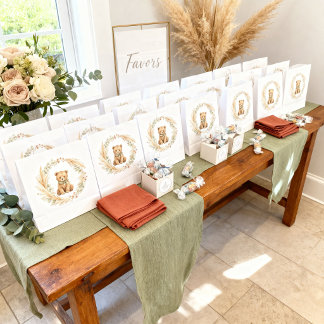 Boho-Wald-Bär-Sage-Terrakotta-Baby-Party Runder Aufkleber