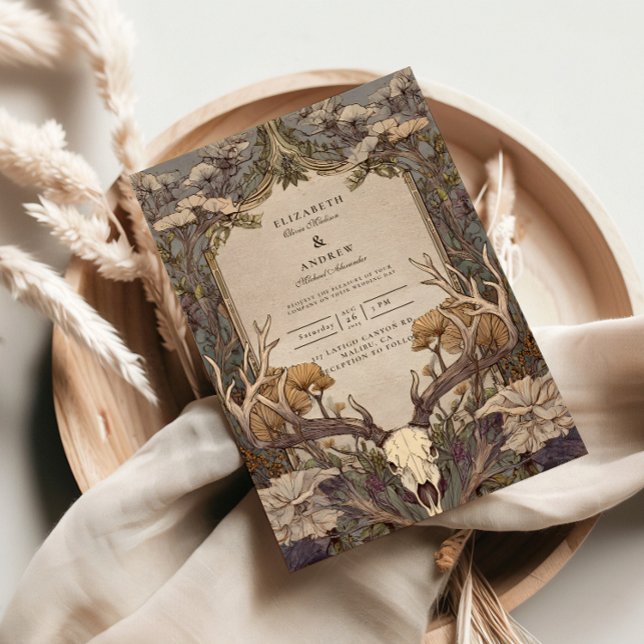 Boho-Wald-Geweih-Hochzeit Einladung (Von Creator hochgeladen)