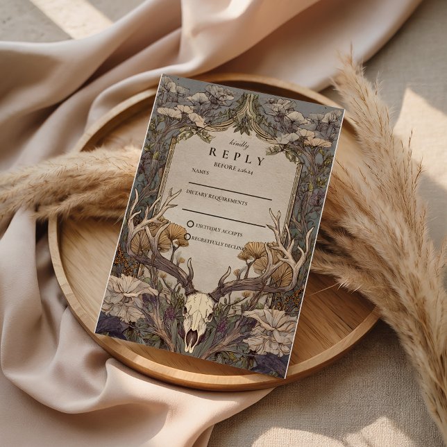 Boho-Wald-Geweih-Hochzeit RSVP Karte (Von Creator hochgeladen)
