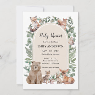 Boho-Wald-Waldtiere-Baby-Shower-Einladung Einladung