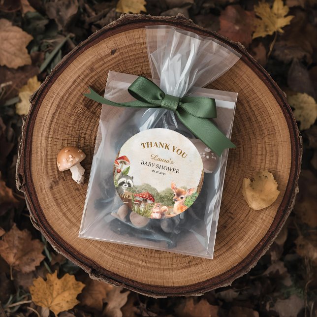 Boho Wald Woodland Tiere Rustic Baby Dusche Runder Aufkleber (Von Creator hochgeladen)