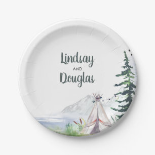 Boho-Waldberge-Abenteuer-Hochzeit Pappteller