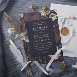Boho-Waldblumen Rustikaler Chic Elegante Hochzeit Einladung