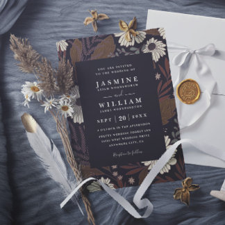 Boho-Waldblumen Rustikaler Chic Elegante Hochzeit Einladung