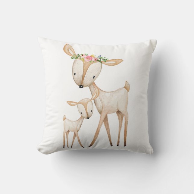 Boho Waldrotwild-Kinderzimmer-Blumenbaby-Kissen Kissen (Vorderseite)