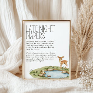 Boho-Waldtier-Baby-Party Übernachtung Windel Poster
