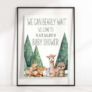 Boho-Waldtiere-Baby-Shower-Schild Poster