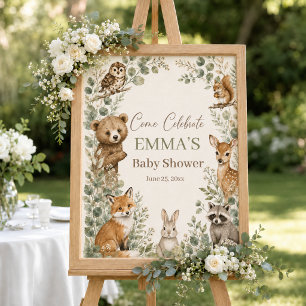 Boho-Waldtiere-Baby-Shower-Willkommensschild Poster