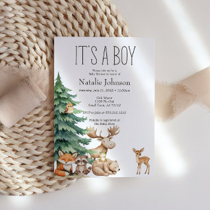 Boho-Waldtiere-Jungen-Baby-Party Einladung