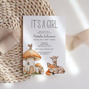 Boho-Waldtiere Mädchen-Baby-Party Einladung