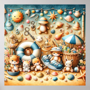 Boho-Wand mit gestecktem Strand-Nursery-Poster Poster