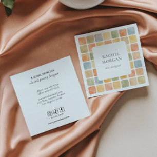 Boho Warme Pastell Kachel Töpferei Social Media IC Quadratische Visitenkarte