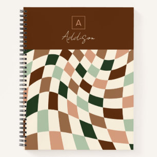 Boho Warped Checkerboard Personalisiert Notizbuch
