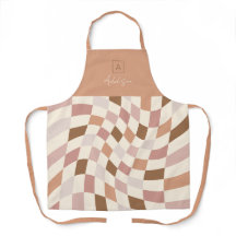 Boho Warped Schachbrett Personalisiert Monogram