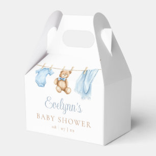 Boho Wäscheleine Staubblau Junge Baby Shower Geschenkschachtel