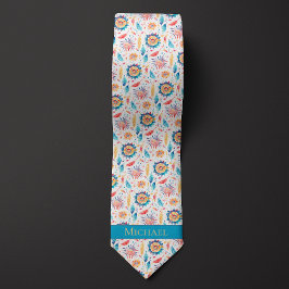 Boho Wasserfarbe Blume und Feathers Krawatte