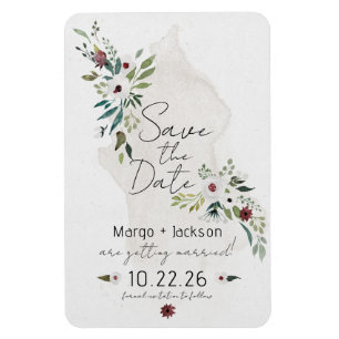 Boho Wasserfarbe Floral Speichern Sie die Datumsma Magnet