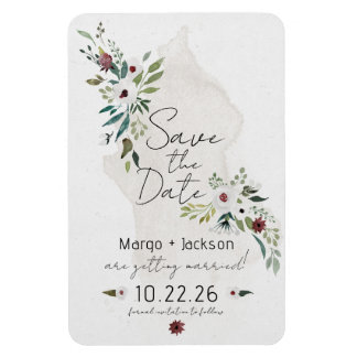 Boho Wasserfarbe Floral Speichern Sie die Datumsma Magnet
