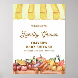 Boho-Wasserfarbe-Gemüse-Früchte-Baby-Shower-Willko Poster