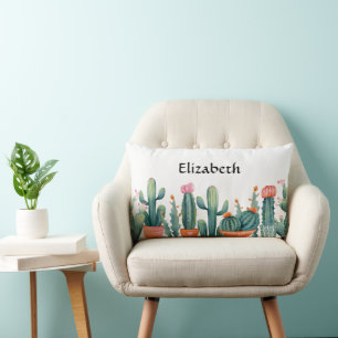 Boho Wasserfarbe gepotted Cactus & Succulents Cust Lendenkissen