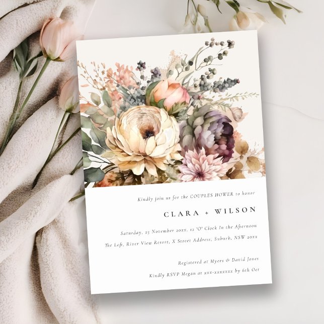 Boho Wasserfarbe Herbstdusche Blütendusche Einladung (Von Creator hochgeladen)