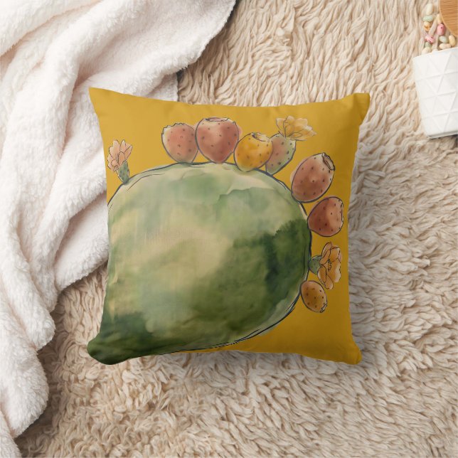 Boho-Wasserfarbe Kaktusfeigenfrucht  Kissen (Decke)