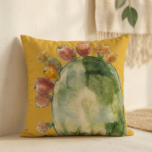 Boho-Wasserfarbe Kaktusfeigenfrucht Kissen