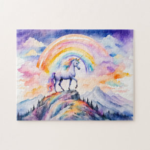 Boho-Wasserfarbe Magisches Einhorn unter leuchtend