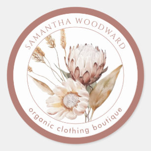 Boho-Wasserfarbe-Modeboutique - Wildblumen Runder Aufkleber