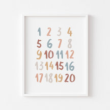 Boho Wasserfarbe Numbers Poster