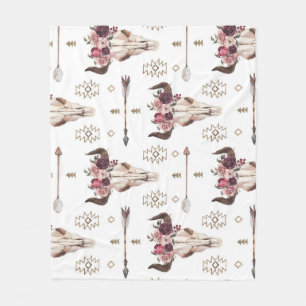 Boho Wasserfarbe: Pfeile, Schädelmuster. Fleecedecke