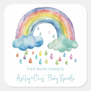 Boho-Wasserfarbe-Regenbogen-Baby-Streusel Quadratischer Aufkleber