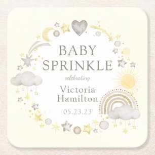 Boho-Wasserfarbe-Regenbogen-Baby-Streusel Rechteckiger Pappuntersetzer