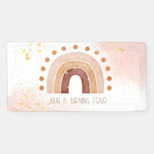 Boho Wasserfarbe Regenbogen Birthday Banner