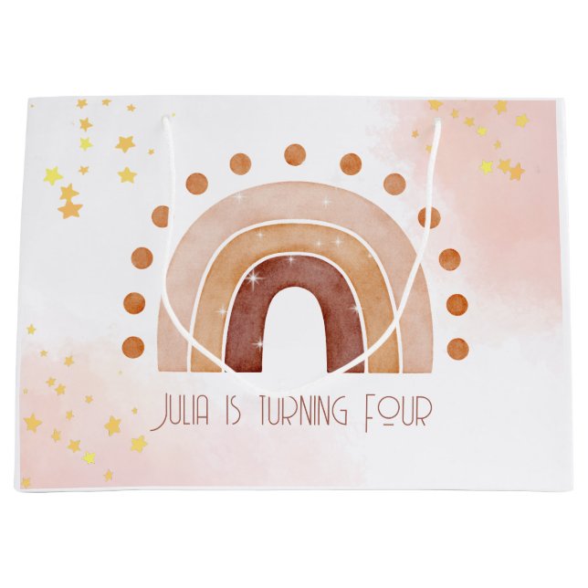 Boho Wasserfarbe Regenbogen Birthday Große Geschenktüte (Vorderseite)