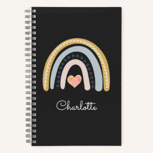 Boho-Wasserfarbe-Regenbogen-Kind-personalisiertes Notizbuch