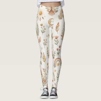 Boho-Wasserfarbe-Regenbogen-Pastell-Blumen-Legging Leggings