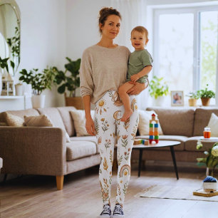 Boho-Wasserfarbe-Regenbogen-Pastell-Blumen-Legging Leggings